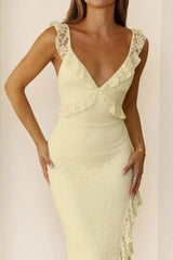 Enchanted By You Lace Midi Dress Yellow