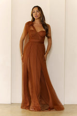 Perfect Poise Mesh Maxi Dress Rust